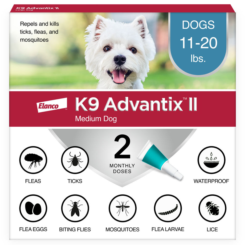 2 MONTH K9 Advantix II TEAL for Medium Dogs (11-20 lbs)