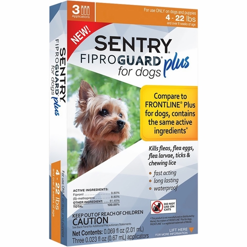 3-PACK SENTRY FiproGuard Plus Flea & Tick Spot-On for Dogs (4-22