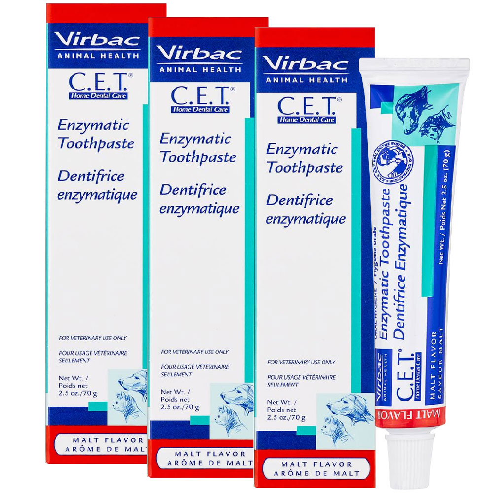 3PACK Virbac CET Toothpaste for Dogs & Cats 7.5 oz (210 gm) Malt