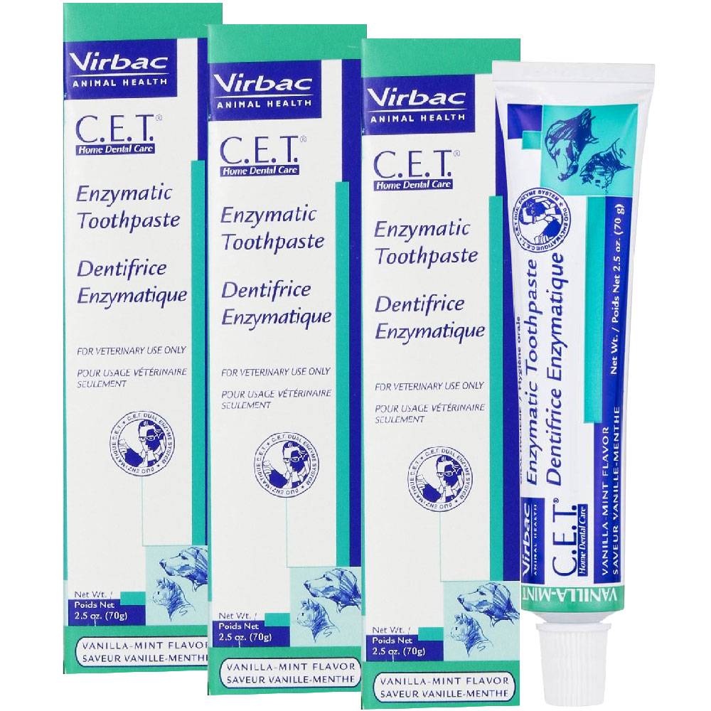 3PACK Virbac CET Toothpaste for Dogs & Cats 7.5 oz (210 gm) Vanilla