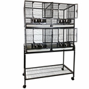 4 Unit Bird Cage with Stand & Removable Divider - Black (40"x20"x61")