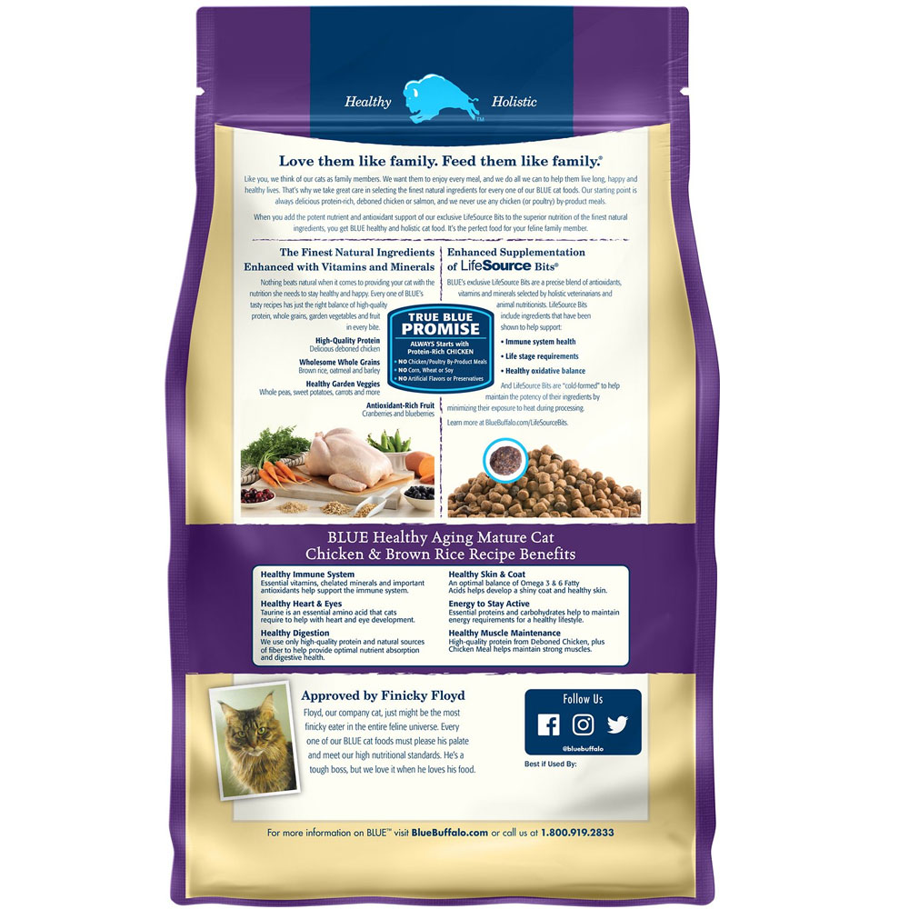 Blue Buffalo Healthy Aging Chicken & Brown Rice Recipe Mature Dry Cat