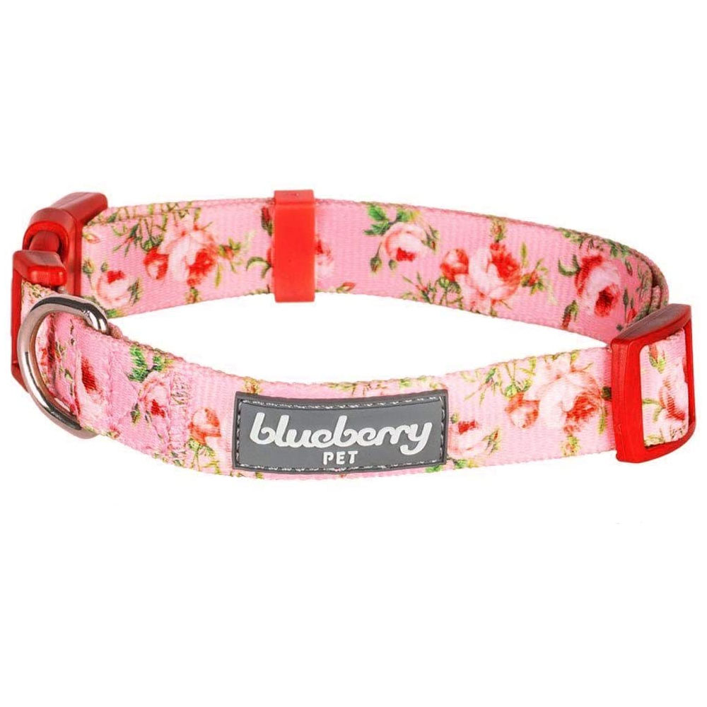 Blueberry Pet Spring Scent Inspired Floral Rose Baby Pink Dog Collar