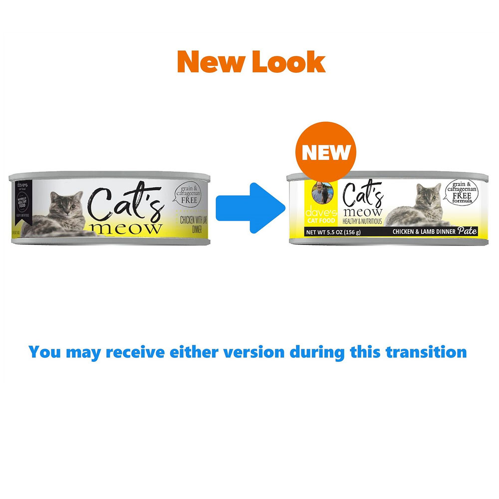 Dave's Pet Food Cat's Meow Chicken with Lamb Dinner Canned Cat Food (5