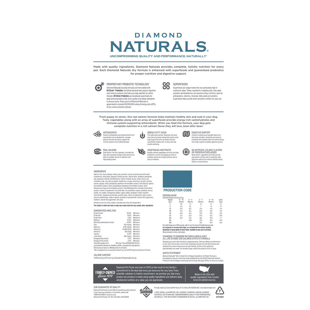 Diamond Naturals Skin & Coat Formula All Life Stages Dry Dog Food (15 lb) On Sale EntirelyPets