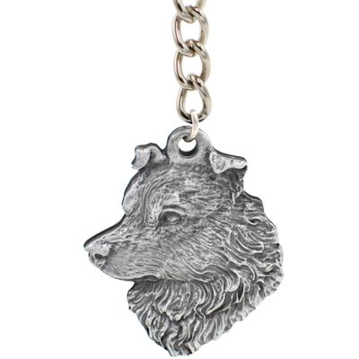 Dog Breed Keychain USA Pewter - Australian Shephard (2.5")