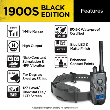 DOGTRA-1900S-ECOLLAR-REMOTE-TRNG-SYSTM-1ML-UP-TO-35LBS-DOG-BLK