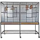 Double Flight Bird Cage with Divider - Black (64"x21"x65")