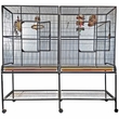 Double Flight Bird Cage with Divider - Black (64"x21"x65")