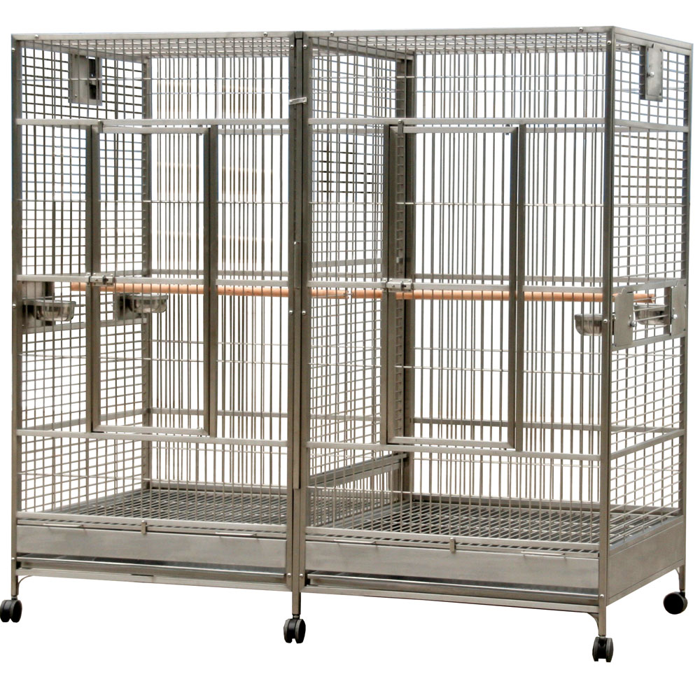 洋楽 CAGE Double Macaw Bird Cage with Divider - Platinum (80