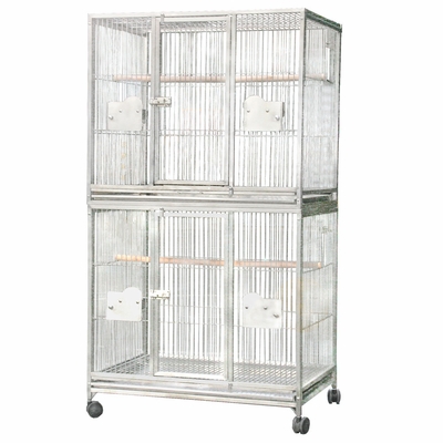 DOUBLE-STACK-BREEDER-BIRD-CAGE-STAINLESS-STEEL