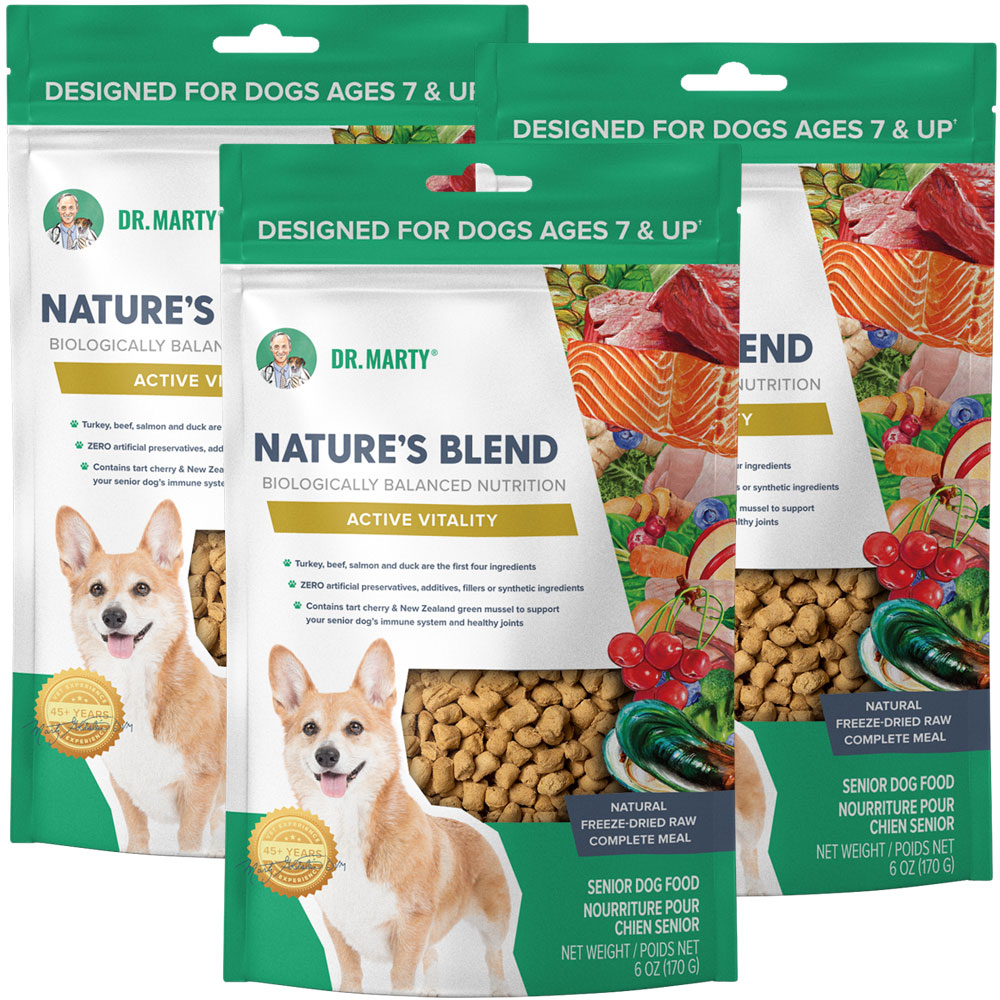 Dr. Marty Nature's Blend Freeze Dried Raw Dog Food for Senior Dogs Active Vitality, 18 oz. On