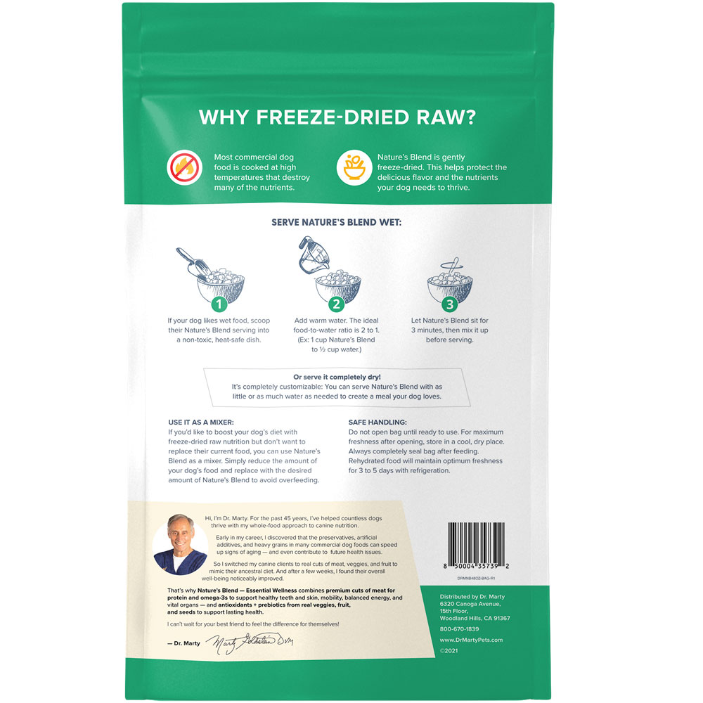Dr. Marty Nature's Blend Freeze Dried Raw Dog Food Essential Wellness