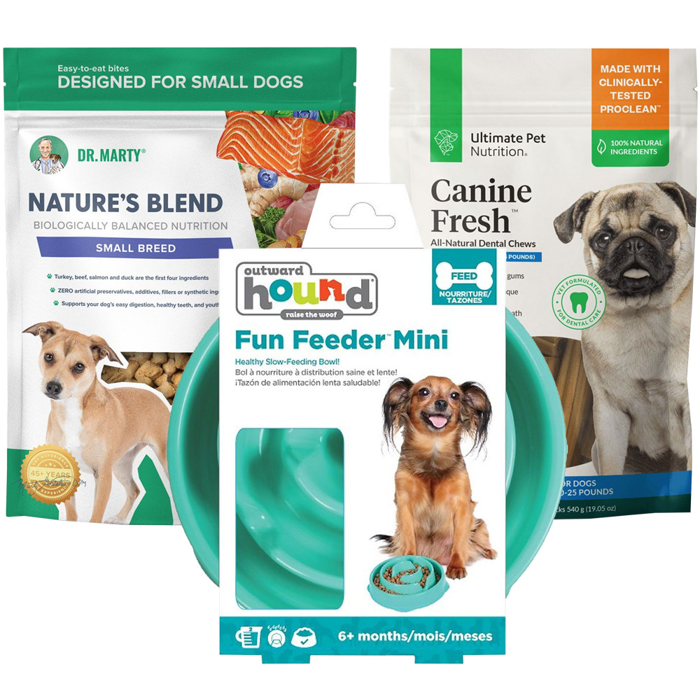 Dr. Marty Small Dog Food (16 oz) with UPN Dental Chew & Feeder Bowl
