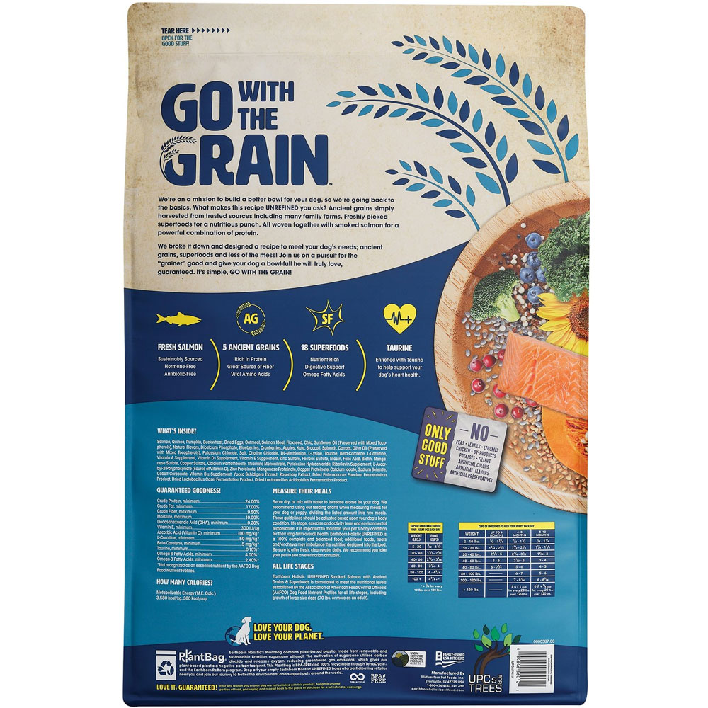 Earthborn Holistic Unrefined Smoked Salmon with Ancient Grains & Superfoods Dry Dog Food (25 lb