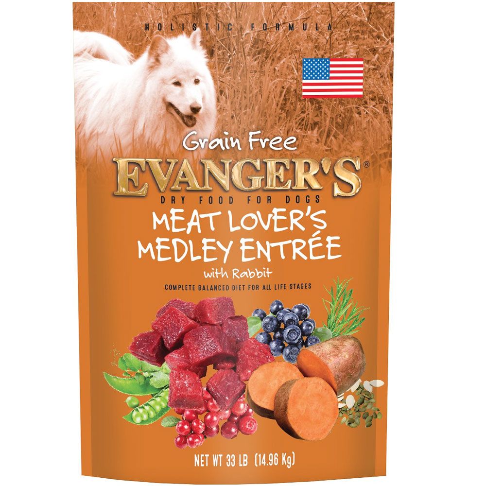 Evanger's Meat Lover's Medley with Rabbit GrainFree Dry Dog Food (33