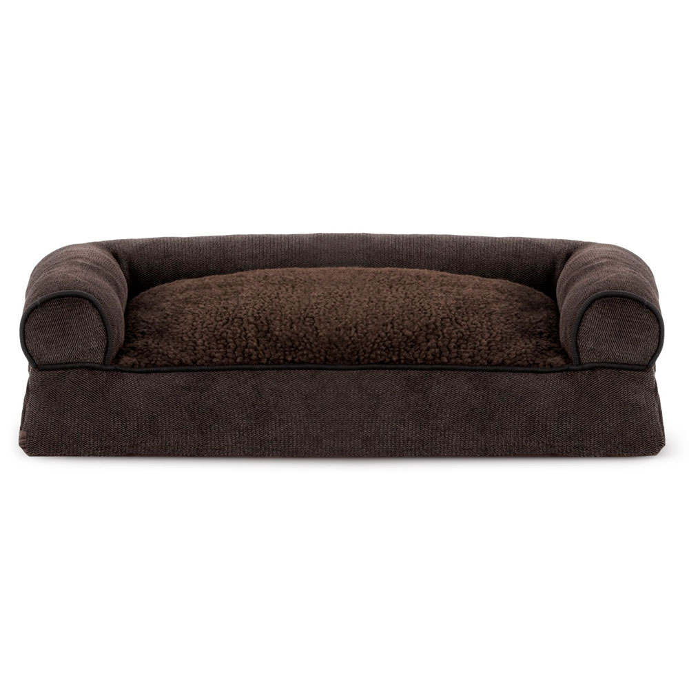 FurHaven Faux Fleece & Chenille Soft Woven Pillow Sofa Pet Bed