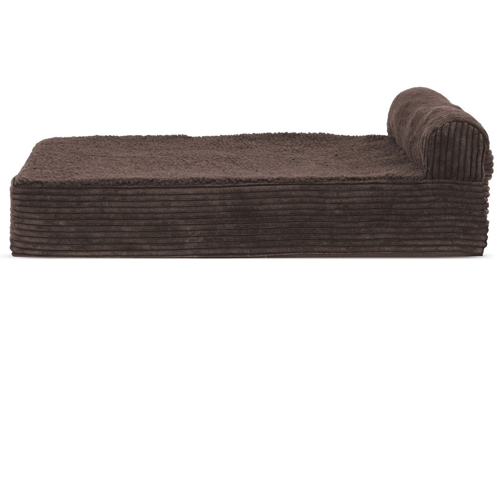 FurHaven Faux Fleece & Corduroy Chaise Lounge Pillow Sofa-Style Pet Bed