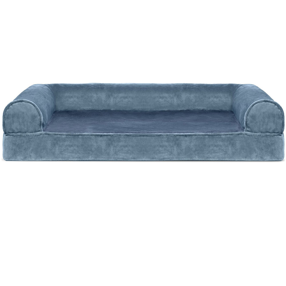 FurHaven Faux Fur & Velvet Memory Top Sofa Pet Bed