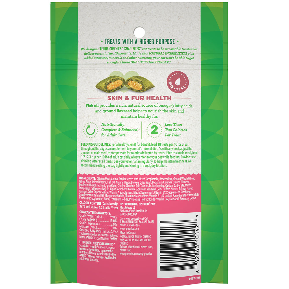 FELINE-GREENIES-SMARTBITES-SKIN-FUR-SALMON-6PACK