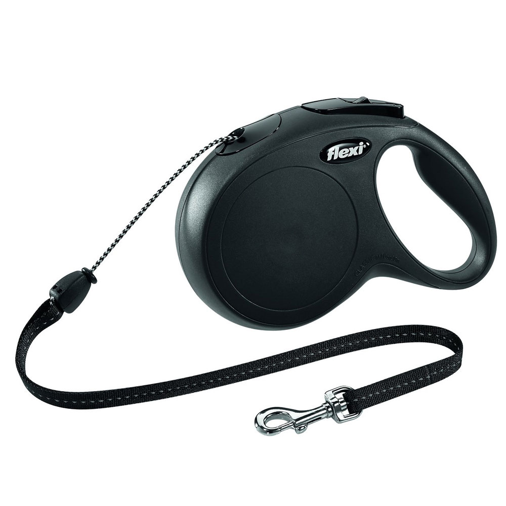 Flexi Classic Nylon Cord Retractable Dog Leash Black Medium On Sale