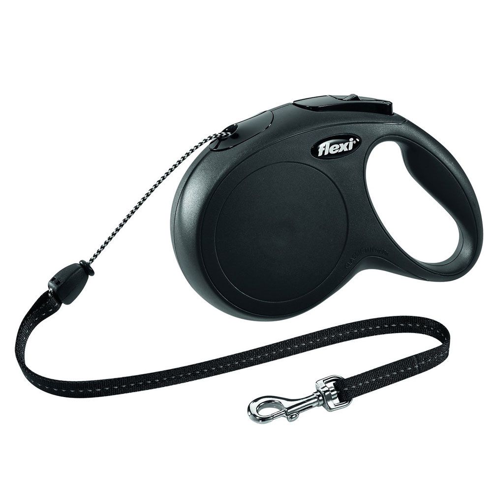 Flexi Classic Nylon Cord Retractable Dog Leash Black Small On Sale EntirelyPets