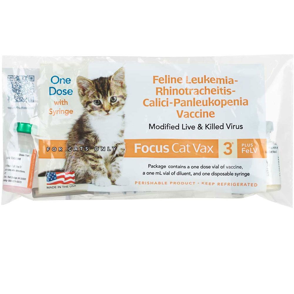 Focus Cat Vax 3 Plus FeLV Vaccine 1 Dose with Syringe | On Sale ...