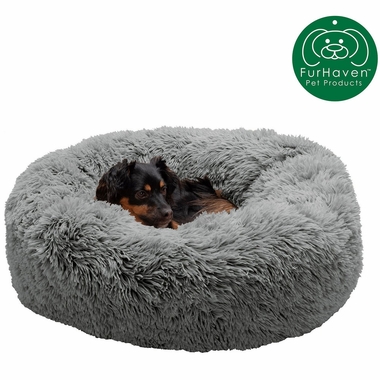 CLMNG-CUDDLER-LONGFUR-DONUT-BED-GRAY-LG