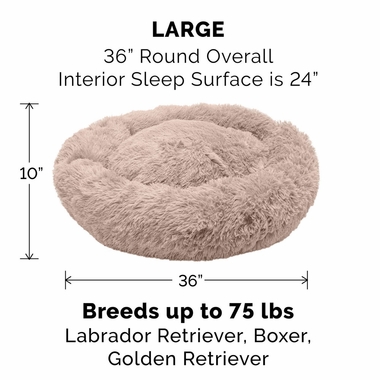 CLMNG-CUDDLER-LONGFUR-DONUT-BED-TAUPE-LG