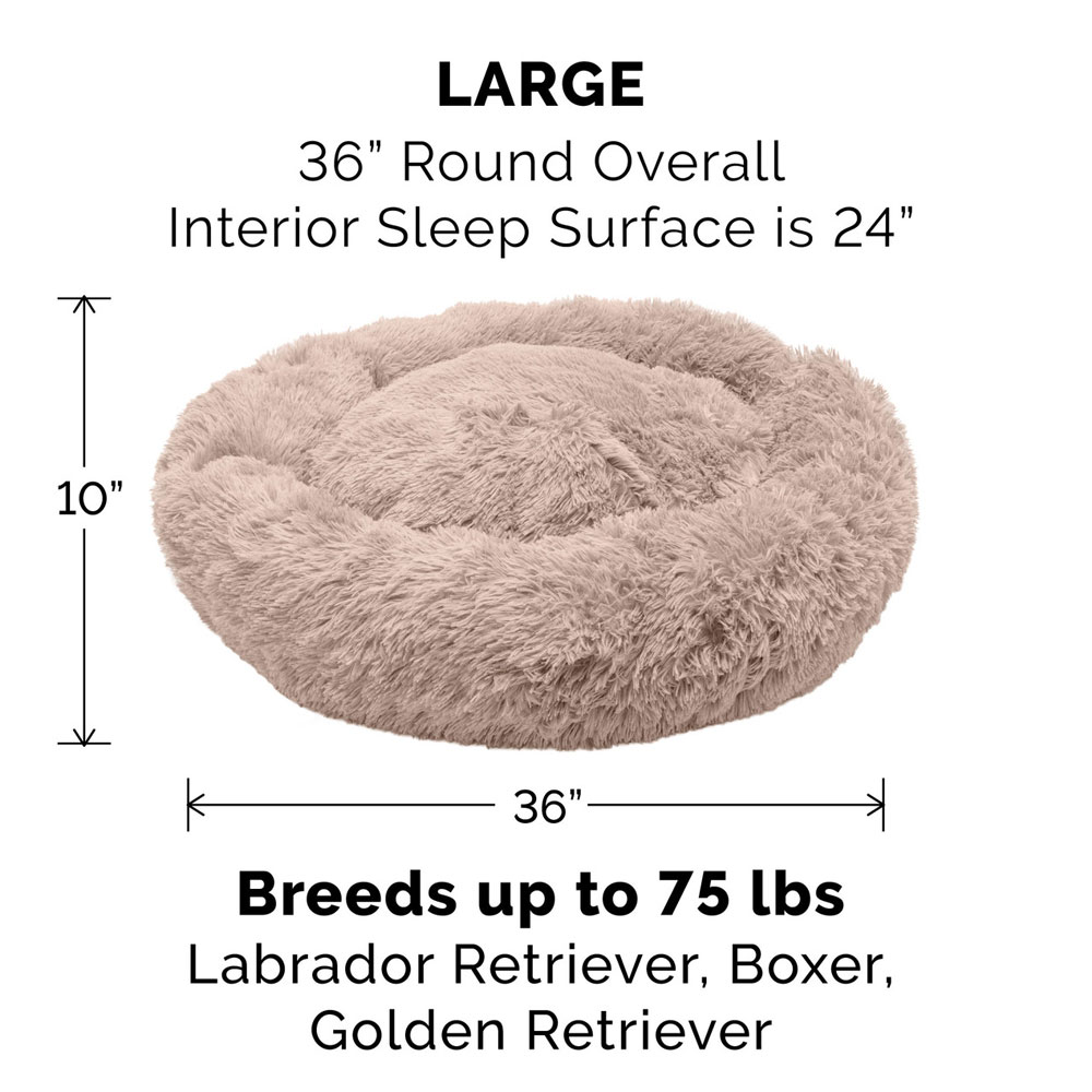 CLMNG-CUDDLER-LONGFUR-DONUT-BED-TAUPE-LG