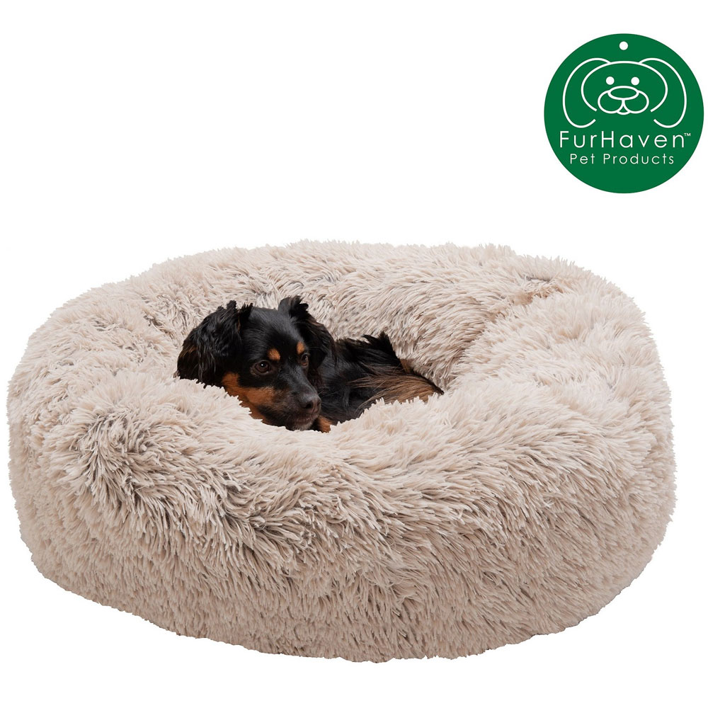CLMNG-CUDDLER-LONGFUR-DONUT-BED-TAUPE-LG