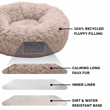 CLMNG-CUDDLER-LONGFUR-DONUT-BED-TAUPE-LG