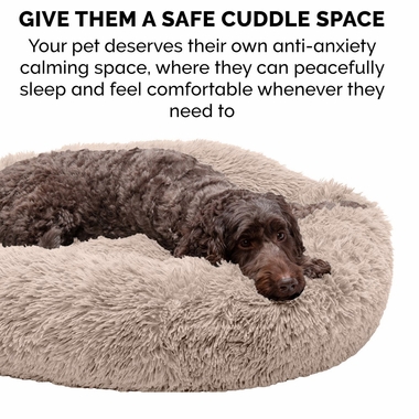 CLMNG-CUDDLER-LONGFUR-DONUT-BED-TAUPE-LG