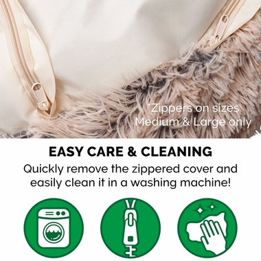CLMNG-CUDDLER-LONGFUR-DONUT-BED-TAUPE-LG