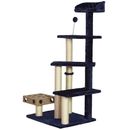 FurHaven Cat Furniture Play Stairs with Cat-IQ Busy Box - Blue