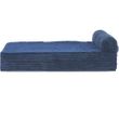 FurHaven Faux Fleece & Corduroy Chaise Lounge Cooling Gel Top Sofa Pet Bed - Navy Blue (Jumbo)