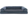 FurHaven Faux Fleece & Chenille Soft Woven Cooling Gel Top Sofa Pet Bed - Orion Blue (Medium)