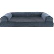 FurHaven Faux Fleece & Chenille Soft Woven Cooling Gel Top Sofa Pet Bed - Orion Blue (Small)