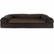 FurHaven Faux Fleece & Chenille Soft Woven Memory Top Sofa Pet Bed - Coffee (Jumbo Plus)