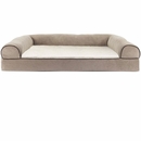 FurHaven Faux Fleece & Chenille Soft Woven Orthopedic Sofa Pet Bed - Cream (Small)