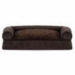 FurHaven Faux Fleece & Chenille Soft Woven Pillow Sofa Pet Bed - Coffee (Jumbo)