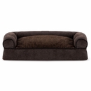 FurHaven Faux Fleece & Chenille Soft Woven Pillow Sofa Pet Bed - Coffee (Medium)
