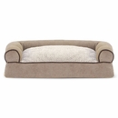 FurHaven Faux Fleece & Chenille Soft Woven Pillow Sofa Pet Bed - Cream (Large)