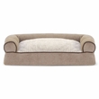 FurHaven Faux Fleece & Chenille Soft Woven Pillow Sofa Pet Bed - Cream (Small)