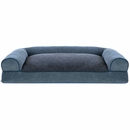 FurHaven Faux Fleece & Chenille Soft Woven Pillow Sofa Pet Bed - Orion Blue (Large)
