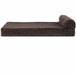 FurHaven Faux Fleece & Corduroy Chaise Lounge Cooling Gel Top Sofa Pet Bed - Dark Espresso (Jumbo Plus)