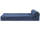 FurHaven Faux Fleece & Corduroy Chaise Lounge Cooling Gel Top Sofa Pet Bed - Navy Blue (Jumbo Plus)