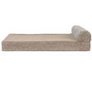FurHaven Faux Fleece & Corduroy Chaise Lounge Cooling Gel Top Sofa Pet Bed - Sandstone (Jumbo Plus)