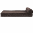 FurHaven Faux Fleece & Corduroy Chaise Lounge Memory Top Sofa Pet Bed - Dark Espresso (Small)