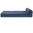 FurHaven Faux Fleece & Corduroy Chaise Lounge Memory Top Sofa Pet Bed - Navy Blue (Small)
